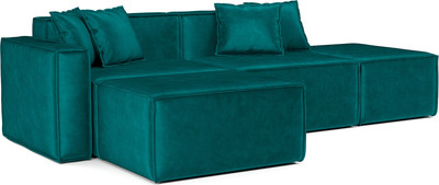 Диван угловой Mebel-Ars Модульный Модион (бархат сине-зеленый Star Velvet 43 Black Green) - 