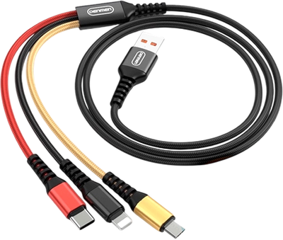 Кабель Denmen D02E 3в1 (1м, черный) -