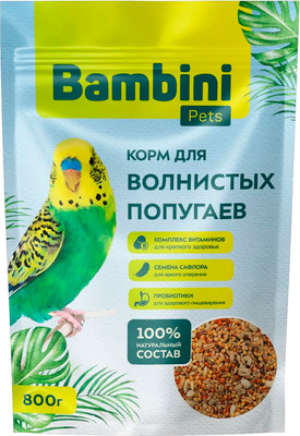 Корм для птиц Bambini Pets Для волнистых попугайчиков (800г) - 