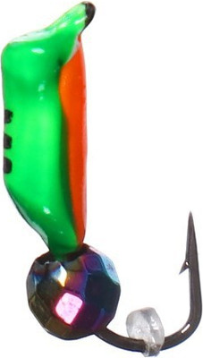 Мормышка Yugana Столбик 0.4г шар гранен хамелеон / 9941920 (зеленый/оранжевое брюшко) - 