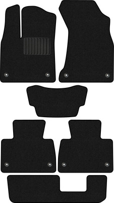 Комплект ковриков для авто Alicosta 3042_1_PR-6 для Hongqi HS7 I SUV 2018-н.в.+3 ряд (ворс, черный) - 
