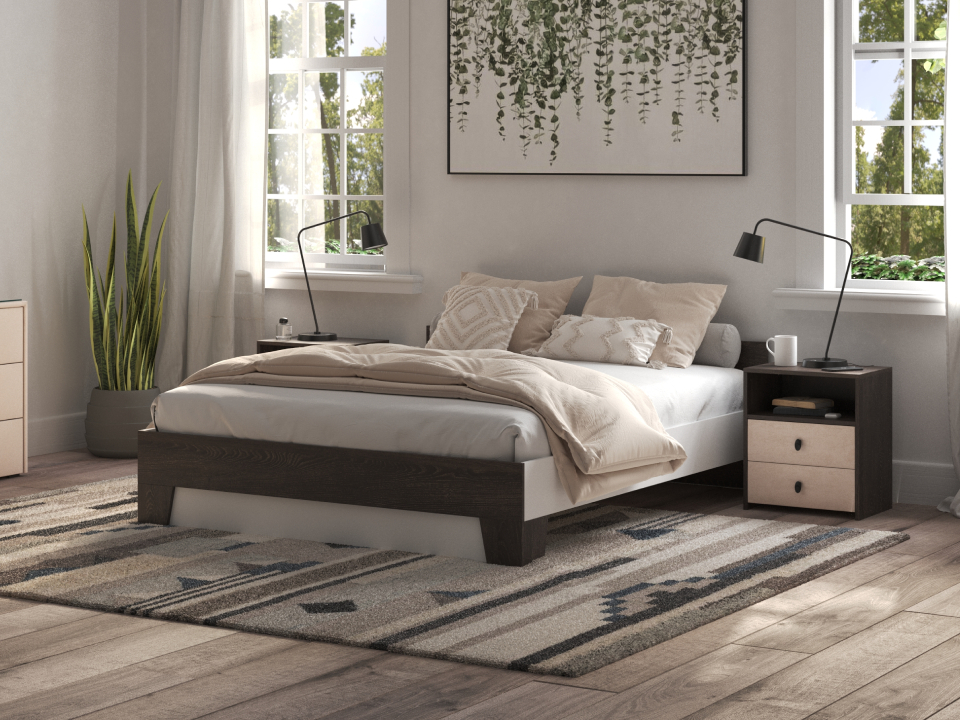 Полуторная кровать Proson Aria 140x200 (белый/дуб кантербери) — фото 2