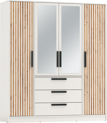 Шкаф Олмеко Вегас 4-х дверный с зеркалом 83.07 (ЛДСП белый) -