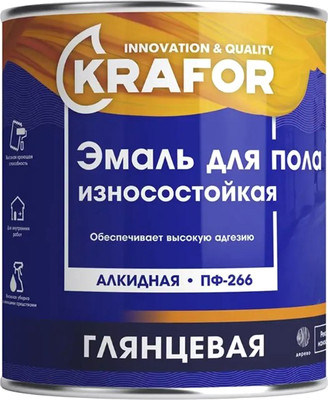 Эмаль Krafor ПФ-266 для пола (6кг, красно-коричневый) -
