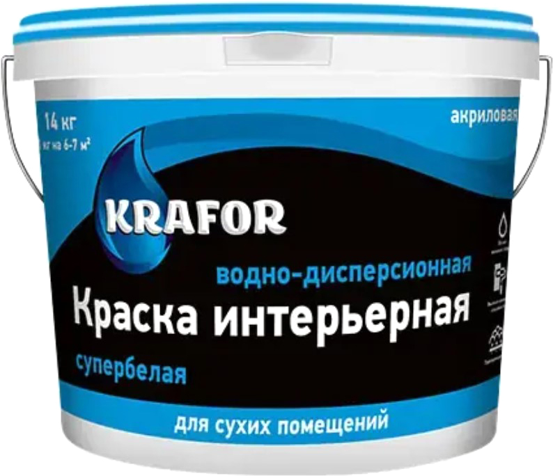 Краска Krafor Интерьерная (14кг, супербелый)