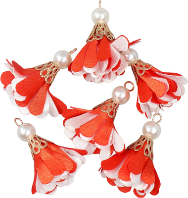 

Набор цветов для декорирования, Цветок 2 с жемчужиной. Красный и белый / 9464319