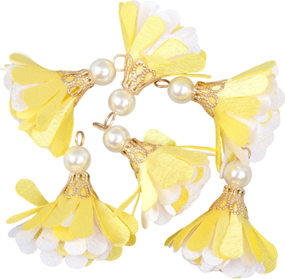 

Набор цветов для декорирования, Цветок 2 с жемчужиной. Желтый и белый / 9464310