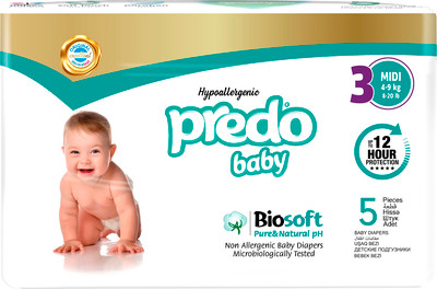 Подгузники детские Predo Baby № 3 4-9кг / BIO-103 (5шт) - 