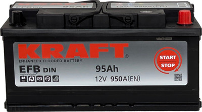 Автомобильный аккумулятор KrafT EFB R+ низкий 950A / EFB-L5B