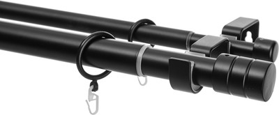 Карниз для штор Sundays Home Цилиндр Раздвижной 25/28мм 2-х рядный (черный матовый, 2-3.6м) - 
