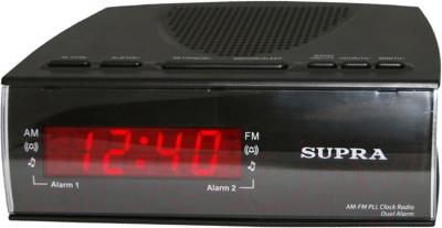 Радиочасы Supra SA-38FM (черно-красный) - общий вид