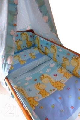 Комплект постельный для малышей Ankras Стандарт: Горох-Жираф 3 (голубой) - балдахин в комплект не входит