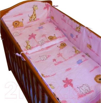 Комплект постельный для малышей Ankras Стандарт: ЗОО 3 (розовый) - общий вид