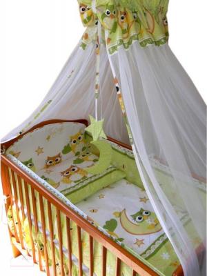 Комплект постельный для малышей Ankras Совы 3 (зеленый) - балдахин в комплект не входит