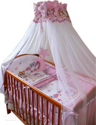 Комплект постельный для малышей Ankras Совы 3 (розовый) - балдахин в комплект не входит