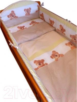 Комплект постельный для малышей Ankras Стандарт: Мишки-Точки 3 (бежевый) - балдахин в комплект не входит