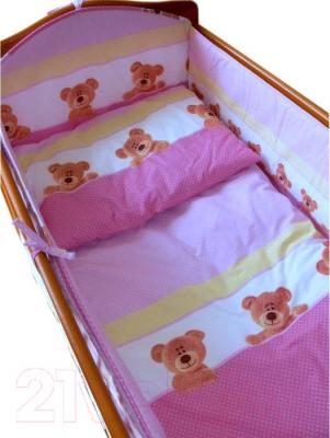 Комплект постельный для малышей Ankras Стандарт: Мишки-Точки 3 (розовый) - балдахин в комплект не входит