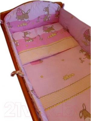 Комплект постельный для малышей Ankras Стандарт: Ослики 3 (розовый) - общий вид