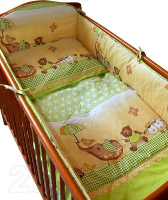Комплект постельный для малышей Ankras Стандарт: Слон с зонтиком 3 (зеленый) - общий вид
