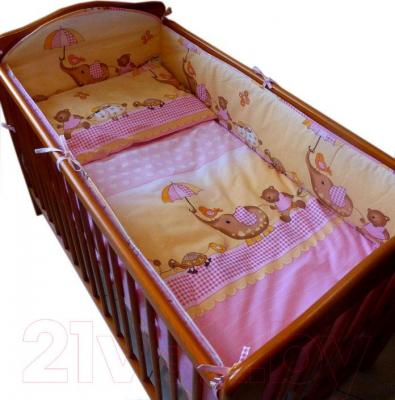 Комплект постельный для малышей Ankras Стандарт: Слон с зонтиком 3 (розовый) - общий вид