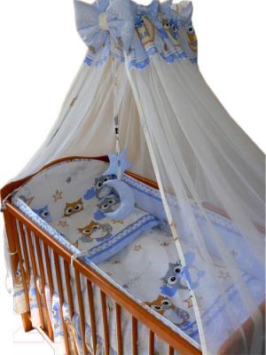 Комплект постельный для малышей Ankras Совы 6 (голубой) - балдахин в комплект не входит
