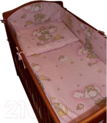 Комплект постельный для малышей Ankras Стандарт: Мишки на лестнице 6 (розовый) - общий вид