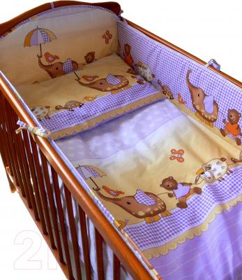 Комплект постельный для малышей Ankras Стандарт: Слон с зонтиком 6 (фиолетовый) - общий вид