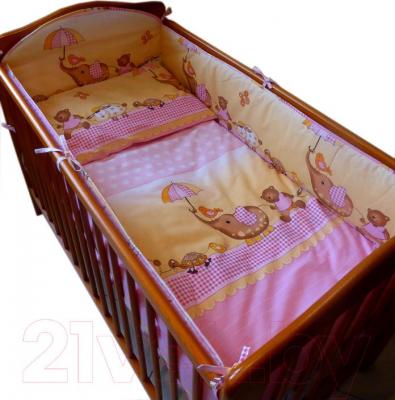 Комплект постельный для малышей Ankras Стандарт: Слон с зонтиком 7 (розовый) - общий вид