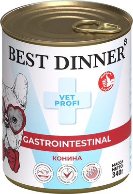 Влажный корм для собак Best Dinner Gastro Intestinal Exclusive Конина (340г) - 
