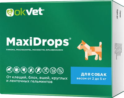 

Капли от паразитов, МаксиДропс для собак 2-5кг