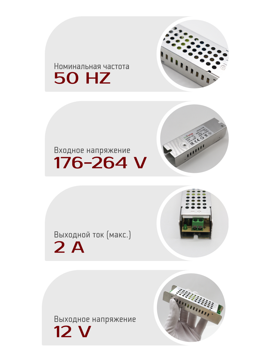 Блок питания для светодиодной ленты Truenergy 12V 24W IP20 / 17132 — фото 5