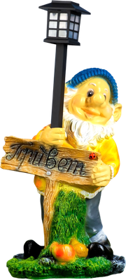 

Садовая фигура-светильник, Гном с фонарем и табличкой Привет / 4203380