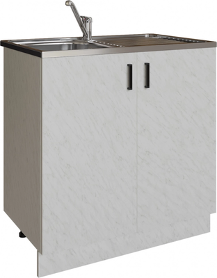 Шкаф под мойку No Brand 80 ЛДСП / 310604 (белый мрамор) -