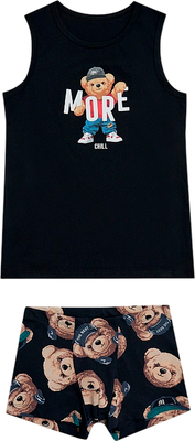 Комплект бельевой детский Mark Formelle 443002 (р.152-76-66, черный/мишки на неви) -