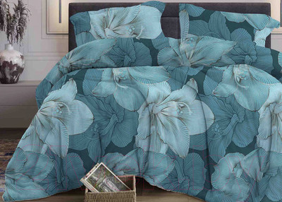 Комплект постельного белья Бояртекс № 323 Богема 4/1 Вид (L) 2сп с европростыней (бязь, бирюзовый) - 