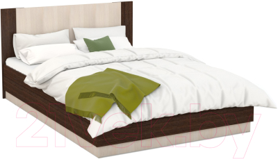 Двуспальная кровать Империал Аврора 160 с подъемным механизмом (венге/дуб молочный)