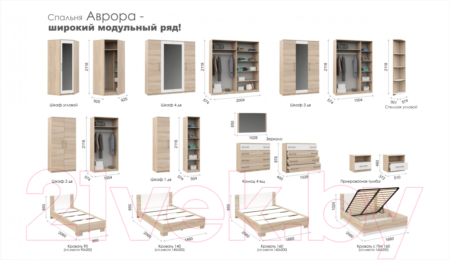 Угловое окончание для шкафа Империал Аврора (дуб сонома/белый)