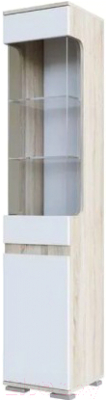 Шкаф-пенал с витриной SV-мебель Гостиная Нота 25 (дуб сонома/белый глянец)