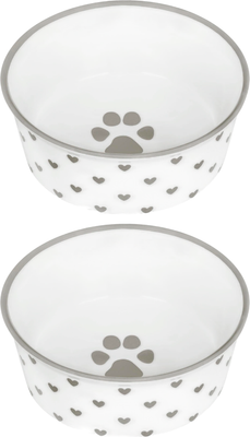 

Набор мисок для животных, Лапка на белом и сердечки / 230268