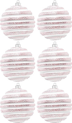 Набор шаров новогодних Elan Gallery Белый с розовым / 970159 (6шт) - 