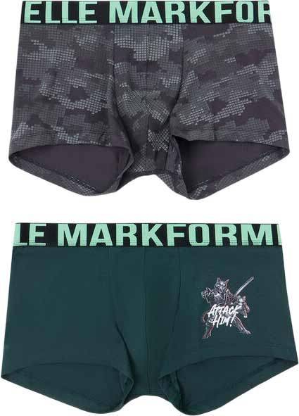 Комплект мужских трусов Mark Formelle 411215-2 (р.90-100, темно-зеленый/разводы на обсидиане)