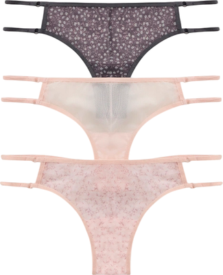 Комплект женских трусов Mark Formelle 412438-3 (р.90, мелкий рисунок на серебристом пионе) - 