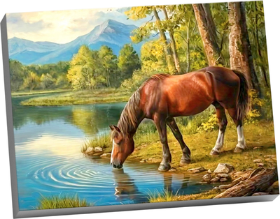 Картина по номерам Флюид Конь На Водопое / HR0754 - 