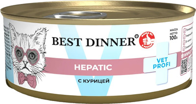Влажный корм для кошек Best Dinner Vet Profi Hepatic С курицей (100г) - 