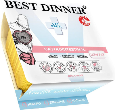 Влажный корм для собак Best Dinner Vet Profi Gastrointestinal Low Fat Паштет с индейкой (100г) - 