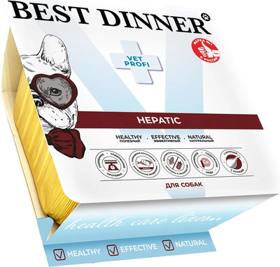 Влажный корм для собак Best Dinner Vet Profi Hepatic Паштет с курицей (100г) - 
