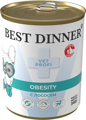 Влажный корм для собак Best Dinner Vet Profi Obesity С лососем (340г) - 