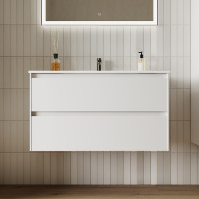 Тумба с умывальником Sancos Cento / CN90W + CN7002 (белый глянец) - 