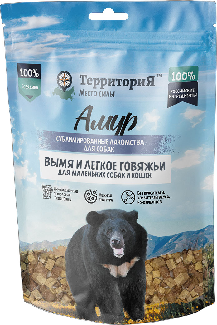 Лакомство для животных ТерриториЯ Микс Вымя+Легкое говяжье Амур / 563736 (45г)