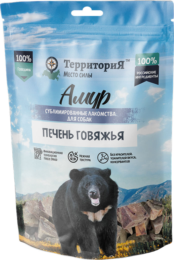 Лакомство для собак ТерриториЯ Печень говяжья Амур / 563743 (70г)